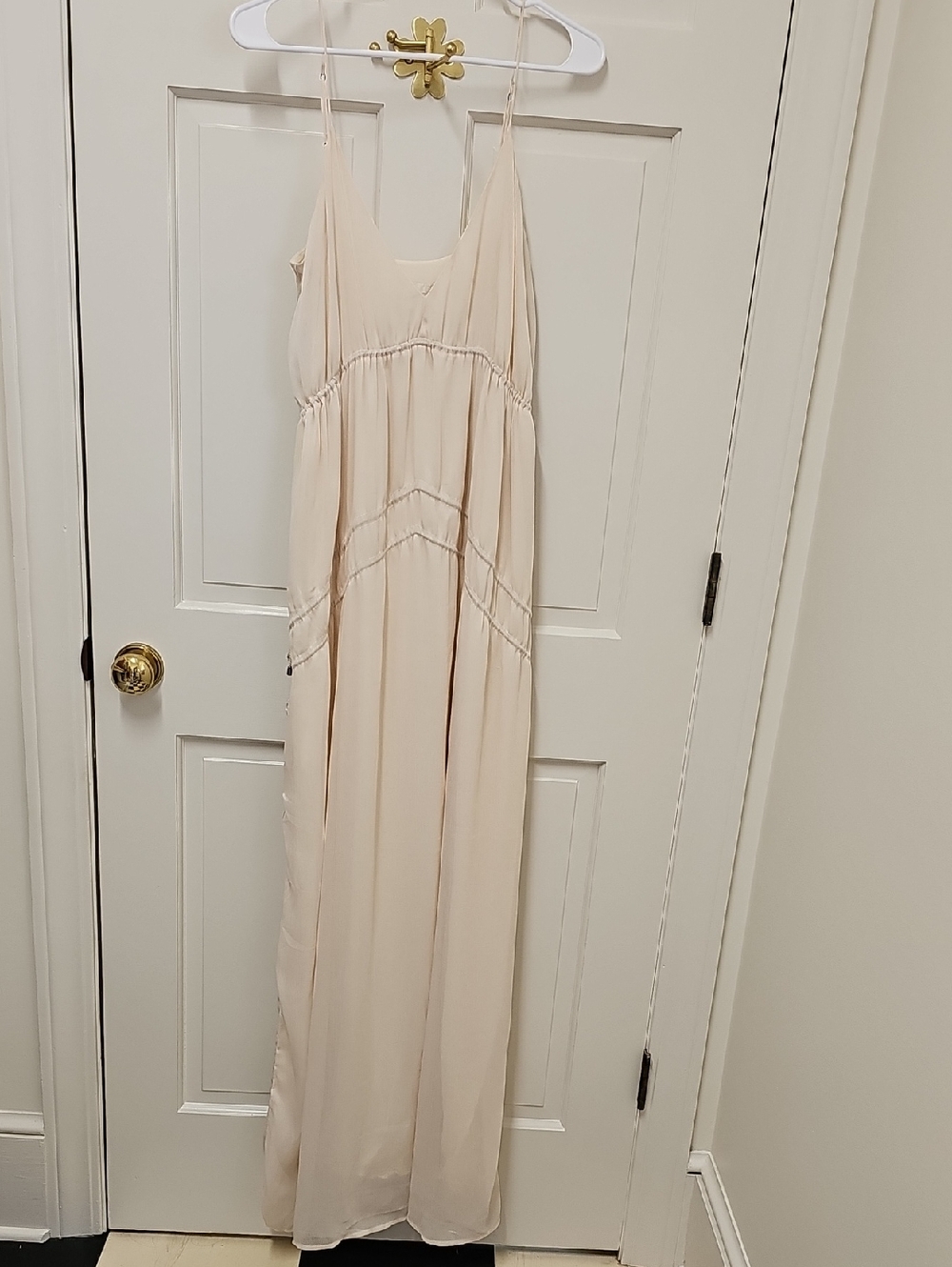 Cream Spaghetti-Strap Maxi Dress